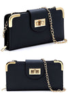 Fashion Turn Lock Crossbody Wallet