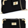 Fashion Turn Lock Crossbody Wallet