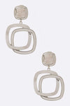 Double Square Drop Iconic Clip On Earrings