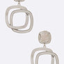 Double Square Drop Iconic Clip On Earrings