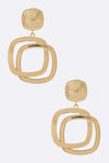 Double Square Drop Iconic Clip On Earrings