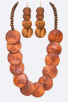 Wooden Disk Long Necklace set