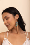 Turquoise Silver Chandelier Earrings - Elegant Fit