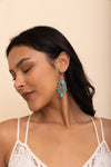 Turquoise Silver Chandelier Earrings - Elegant Fit