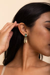 Antique Bronze Turquoise Earrings - Feather Detail