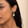 Antique Bronze Turquoise Earrings - Feather Detail