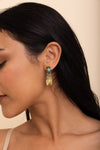 Antique Bronze Turquoise Earrings - Feather Detail