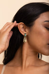 Antique Bronze Turquoise Earrings - Feather Detail