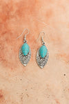 Vintage Engraved Turquoise Earrings