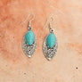 Vintage Engraved Turquoise Earrings