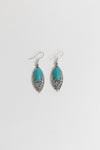 Vintage Engraved Turquoise Earrings