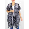 DIONA J LEOPARD PRINT KIMONO CARDIGAN SWEATER ONE SIZE COLOR GREY