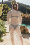 Elegant Mixed Lace Tassel Fringe Crochet Kimono