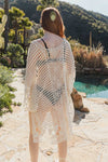 Breezy Grid Crochet Kimono - Stylish Layering
