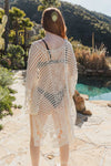 Breezy Grid Crochet Kimono - Stylish Layering