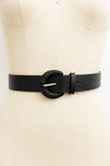 Chic Wide Waist Belt With Textured Round Buckle