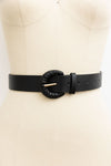 Chic Wide Waist Belt With Textured Round Buckle