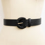 Chic Wide Waist Belt With Textured Round Buckle