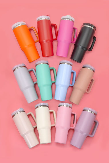 Diona J Insulated Stainless Steel Water Bottle with Handle and Straw Lid - 40 oz Reusable Tumbler for Hot and Cold Beverages