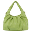 DIONA J WOMEN'S SMOOTH CHIC PLEATED SHAPED HANDLE CROSSBODY BAG COLOR GREEN