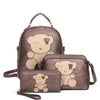 3IN1 CUTE BEAR DESIGN HANDLE BACKPACK W CROSSBODY AND WALLET SET COLOR BRONZE