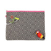 Tucan jacquard pouch/clutch/minibag with 2corsage Black OS