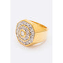 Diona J Octagon Crystal Unisex Gold Ring Size 10