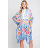 DIONA J WATERCOLOR BOHO GEOMETRIC PRINT KIMONO ONE SIZE COLOR BLUE