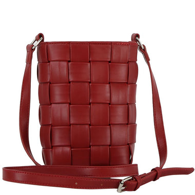 DIONA J WOMEN'S SMOOTH SQUARE DESIGN ZIPPER CROSSBODY BAG COLOR RED