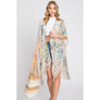 DIONA J WATERCOLOR GEOMETRIC PRINT KIMONO CARDIGAN ONE SIZE COLOR BEIGE