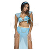 Exotic Blue Princess Stylish Halloween Cosplay Women's Costume Set Size XS