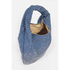 DIONA J MICRO STUDS CONVERTIBLE DENIM HOBO BAG COLOR DARK BLUE