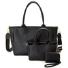 SQUARES FASHION DESIGN SATCHEL W MINI BAG AND WALLET SET COLOR BLACK