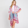 DIONA J ABSTRACT PAISLEY PRINT KIMONO CARDIGAN ONE SIZE COLOR PINK