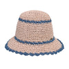 CC PAPER STRAW HAND CROCHET CLOTHE BUCKET HAT WITH SCALLOP EDGE DETAILS ROSE