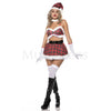 School Girl Santa 6 Pc Multicolor Plaid Christmas Halloween Women Costume Sz M/L