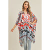 DIONA J FASHION AZTEC KIMONO ONE SIZE COLOR BLUE