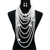 White Long White Pearl Necklace Set