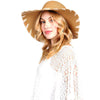 DIONA J CONTRAST BRIM EDGE FLOPPY STRAW SUN HAT BLACK