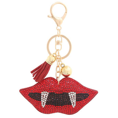 Vampire Lips Rhinestone Tassel Keychain