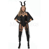 Dark Devil 6 Pc Black Teddy bodysuit Pentagram Contrast Lace Costume Set Size SM