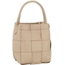 DIONA J WOMEN'S SQUARED QUILT PATTERN TOP HANDLE CROSSBODY BAG COLOR TAN