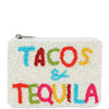 DIONA J MULTI COLOR TACOS AND TEQUILA SEED BEAD ZIPPER BAG