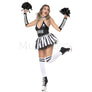 Gothic Cheerleader 5 Pc White Black Skeleton Skull Print Bodysuit Costume Sz XS