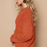 POL Cable-Knit Peace Patch Dropped Shoulder Sweater