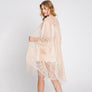 DIONA J FLORAL LACE KIMONO WITH TASSEL ONE SIZE COLOR BEIGE