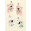 Diona J Cotton Ball Tail Easter Rabbit Seed Beaded Earrings White