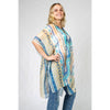 DIONA J AZTEC PRINT KIMONO CARDIGAN ONE SIZE COLOR NAVY AND YELLOW
