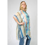 DIONA J AZTEC PRINT KIMONO CARDIGAN ONE SIZE COLOR NAVY AND YELLOW