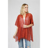 DIONA J ETHNIC PATTERN LACE KIMONO w/TASSEL ONE SIZE COLOR RED